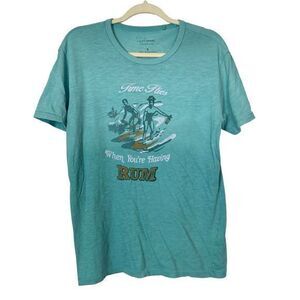Lucky Brand T-Shirt Men's Small Teal “Time Flies When You’re Having Rum” Graphic